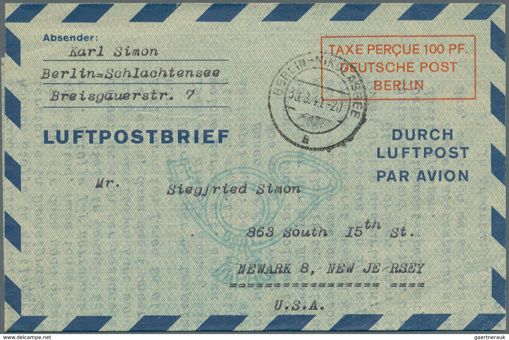 Berlin - Ganzsachen: 1948/49, Lot Von 4 Luftpostfaltbriefen 100 Pf, Posthorn Mit Doppellinie, Versch - Other & Unclassified