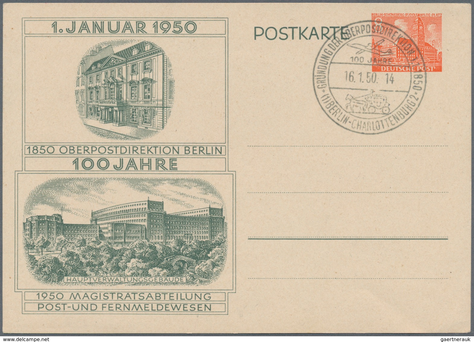 Berlin - Ganzsachen: 1950, Zehn Verschiedene Sonderpostkarten, Alle Mit SST (Mi. 670.-) - Autres & Non Classés