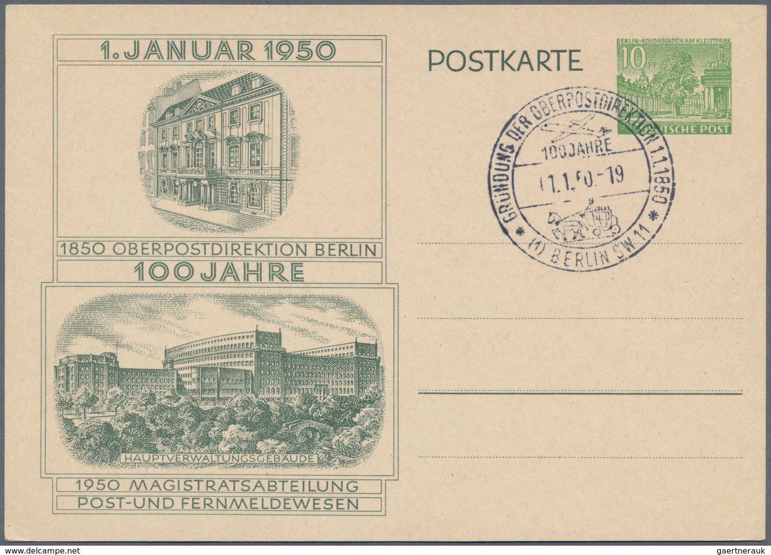 Berlin - Ganzsachen: 1950, Zehn Verschiedene Sonderpostkarten, Alle Mit SST (Mi. 670.-) - Andere & Zonder Classificatie