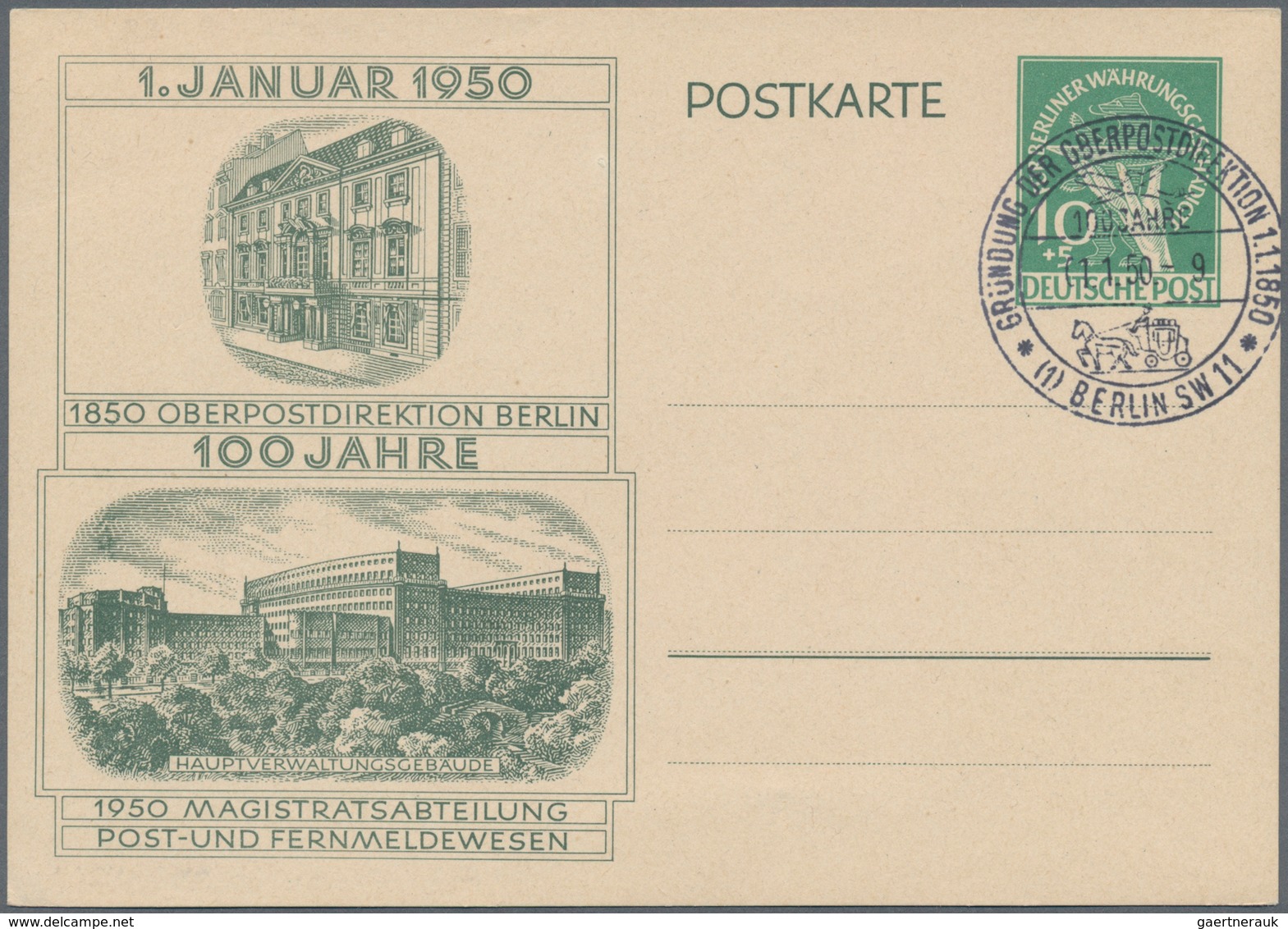 Berlin - Ganzsachen: 1950, Zehn Verschiedene Sonderpostkarten, Alle Mit SST (Mi. 670.-) - Autres & Non Classés