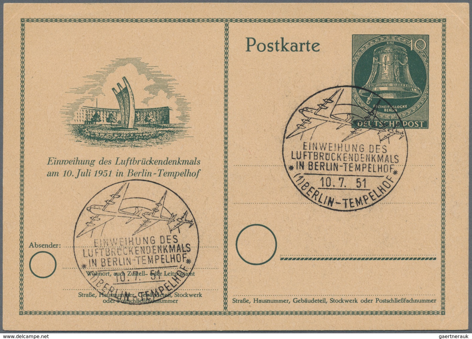 Berlin - Ganzsachen: 1950, Zehn Verschiedene Sonderpostkarten, Alle Mit SST (Mi. 670.-) - Andere & Zonder Classificatie