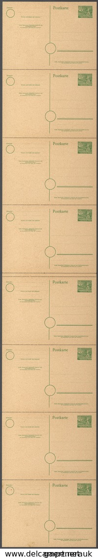 Berlin - Ganzsachen: 1952. Postkarte 10 Pf Grün Kolonnaden Im Gezähnten, Senkrechten 8er-Streifen Mi - Other & Unclassified