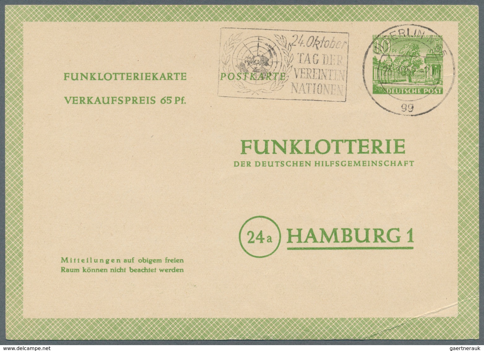 Berlin - Ganzsachen: 1952/1953. Lot von 15 Funklotterie-PK 10 Pf Kolonnaden, je gebraucht mit je ver