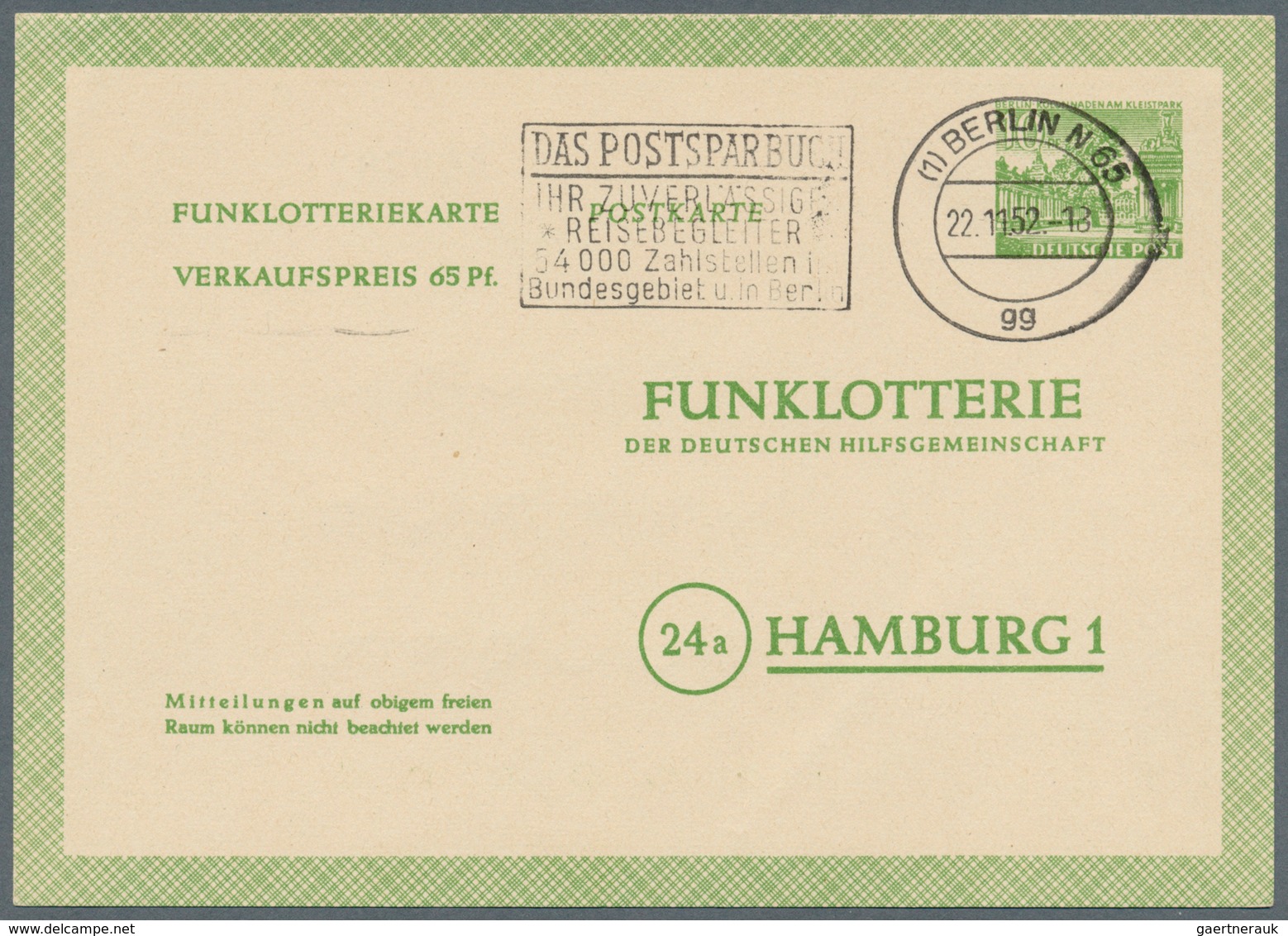 Berlin - Ganzsachen: 1952/1953. Lot von 15 Funklotterie-PK 10 Pf Kolonnaden, je gebraucht mit je ver