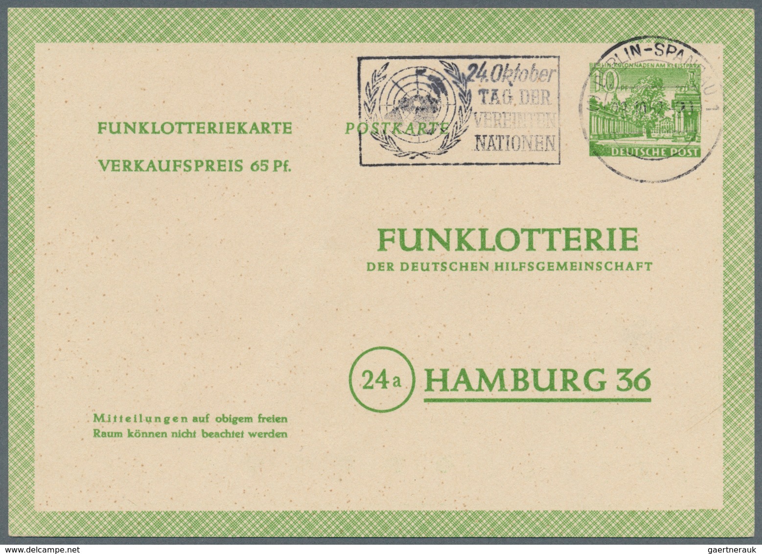 Berlin - Ganzsachen: 1952/1953. Lot von 15 Funklotterie-PK 10 Pf Kolonnaden, je gebraucht mit je ver