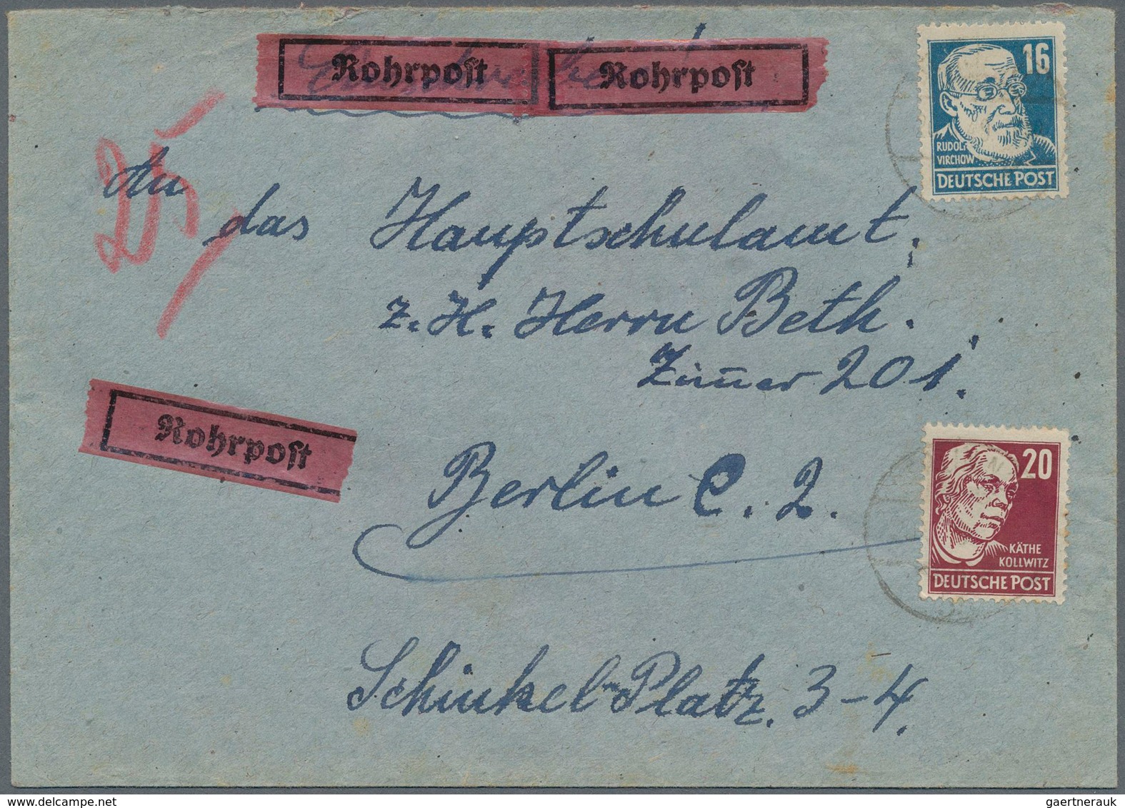 Berlin - Rohrpost: SBZ 16 U. 20 Pf. Köpfe I Zusammen Auf Rohrpostbf. Von Berlin N055 Vom 20.6.49 Nac - Sonstige & Ohne Zuordnung