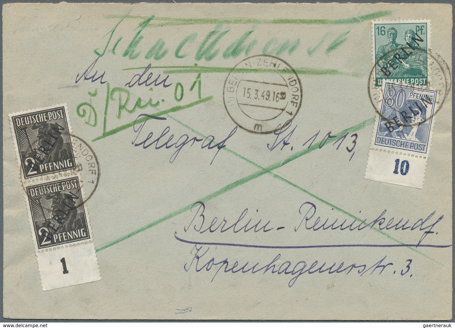 Berlin - Postschnelldienst: 2(Paar), 16 U. 80 Pf. Schwarzaufdruck Zusammen Auf Postschnelldienstbf. - Lettres & Documents