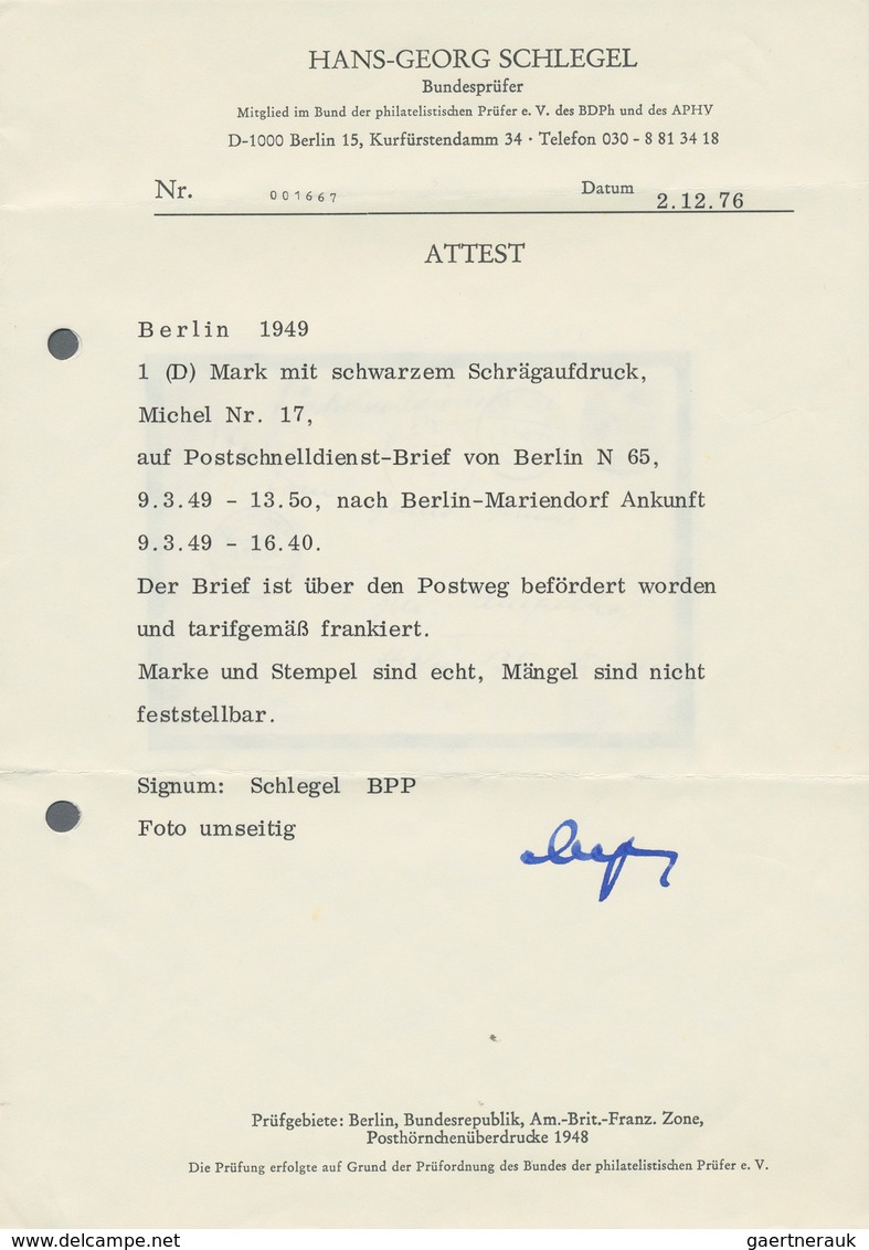 Berlin - Postschnelldienst: 2(Paar), 16 U. 80 Pf. Schwarzaufdruck Zusammen Auf Postschnelldienstbf. - Brieven En Documenten