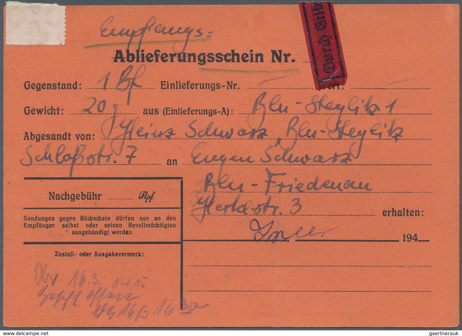 Berlin - Postschnelldienst: 5 Pf. Glocke Rechts U. Bund Angegebene Posthornwerte (vom Bogenrand) Zus - Lettres & Documents