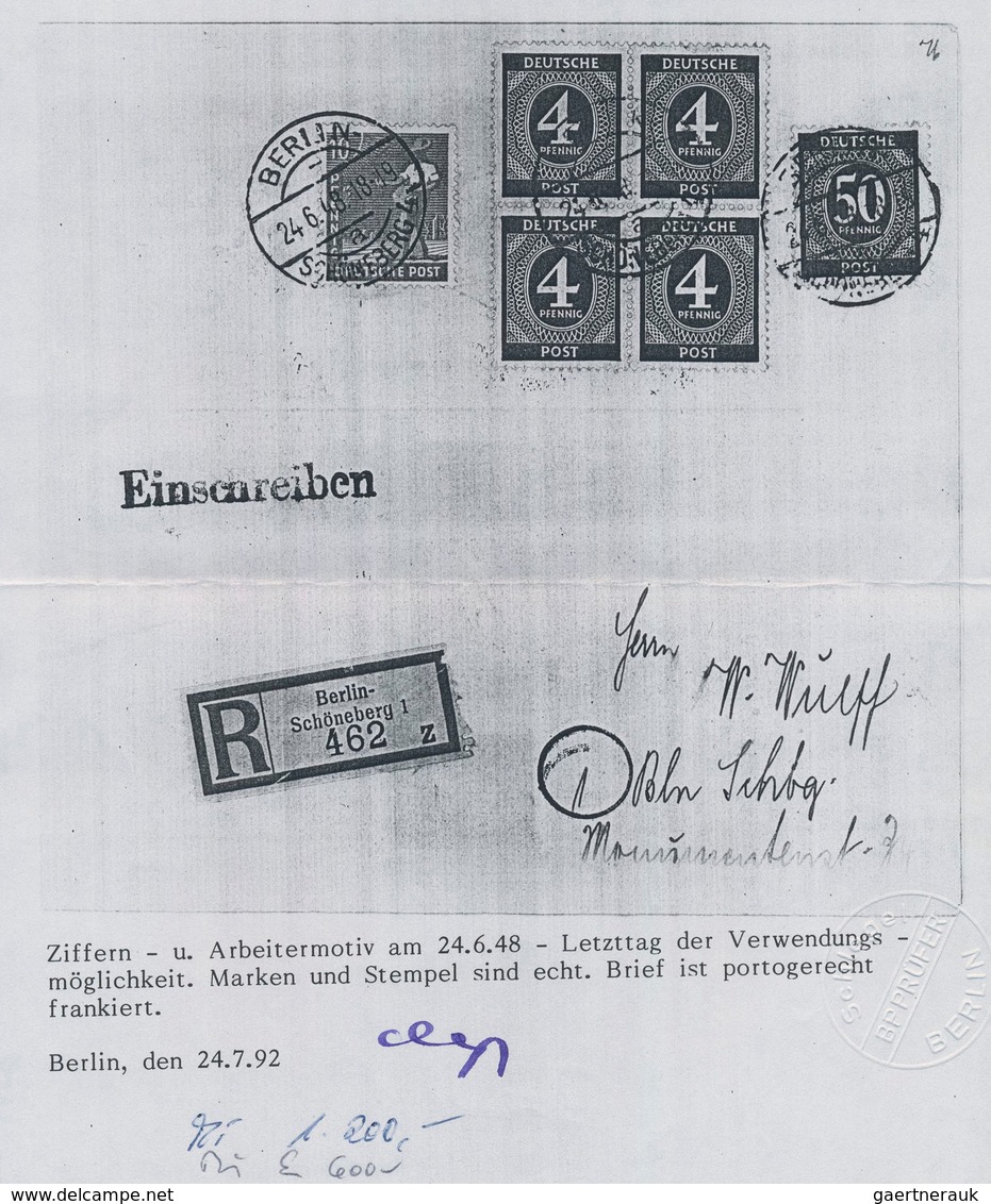 Berlin - Besonderheiten: 4(4er-Block) U. 50 Pf. Ziffer Mit 10 Pf. Arbeiter Auf Orts-R-Bf. Von Berlin - Sonstige & Ohne Zuordnung