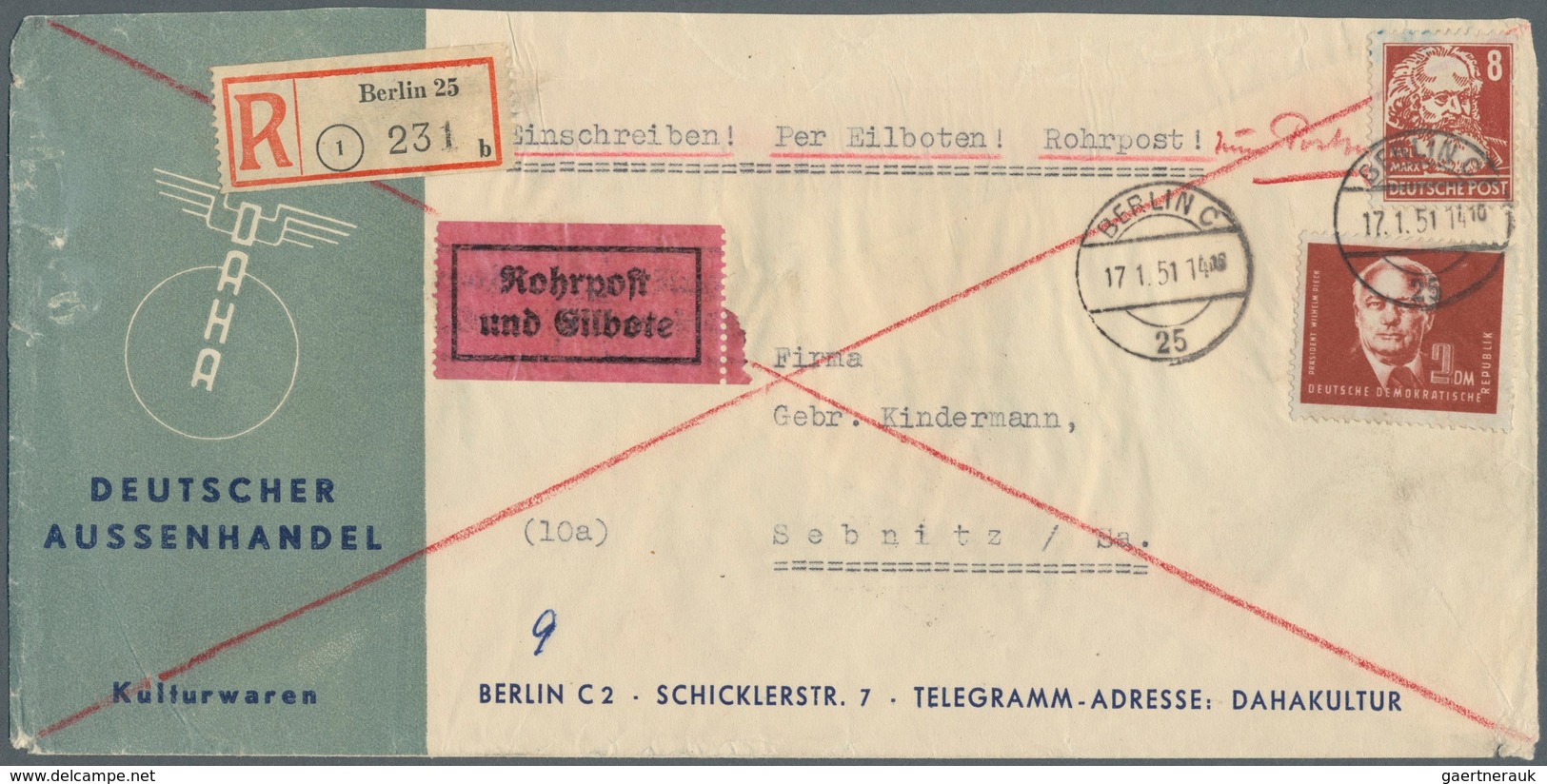 Berlin - Besonderheiten: 1951: Firmen-Langumschlag Deutscher Außenhandel Als Fern-Doppelbrief, Einsc - Sonstige & Ohne Zuordnung