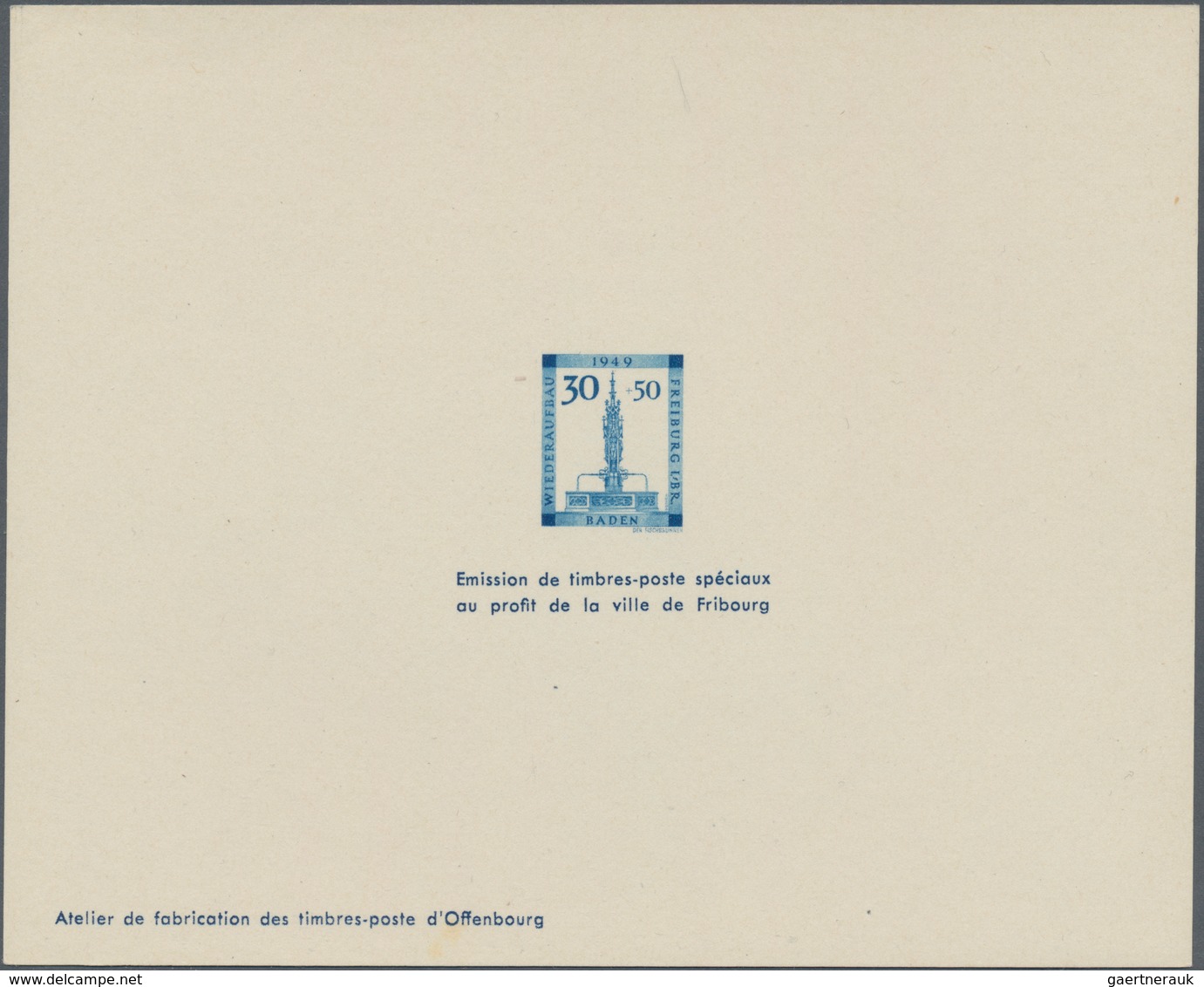 Französische Zone - Baden: 1949, Vorzugsdrucke Zu Den Vier Marken Zugunsten Der Stadt Freiburg, Sog. - Autres & Non Classés