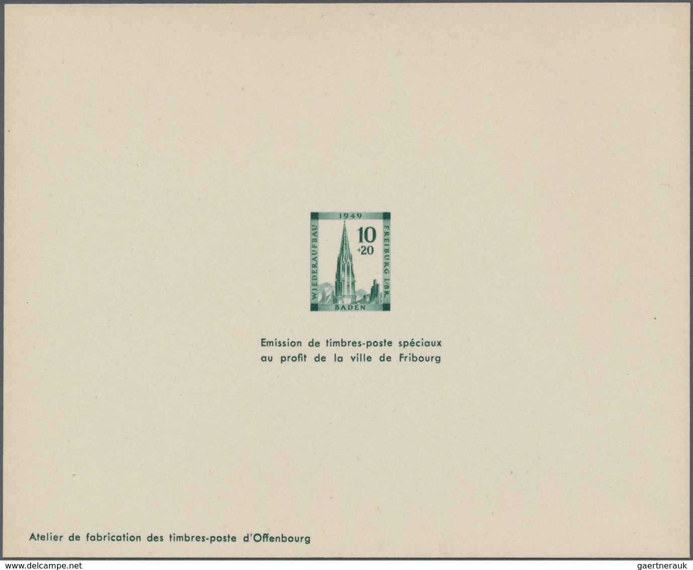 Französische Zone - Baden: 1949, Vorzugsdrucke Zu Den Vier Marken Zugunsten Der Stadt Freiburg, Sog. - Andere & Zonder Classificatie