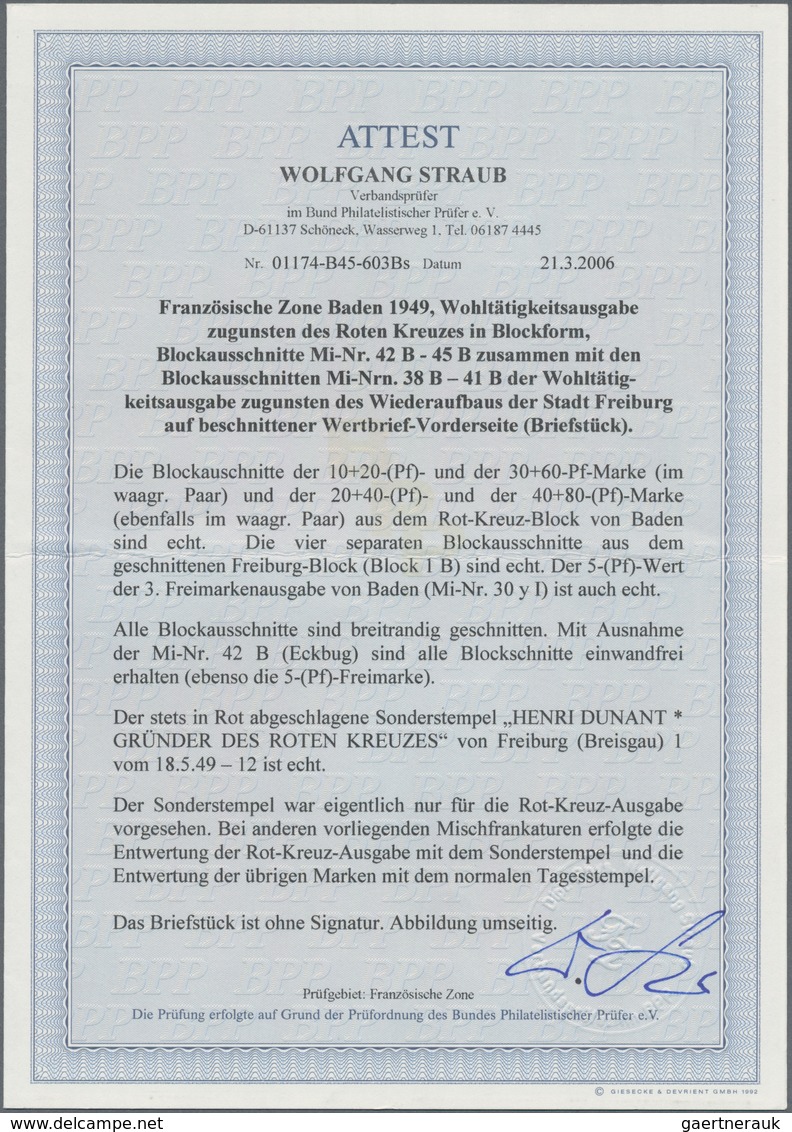 Französische Zone - Baden: BADEN, Die Marken Aus Dem Rotkreuz-Block Und Die Ungezähnten Marken Aus D - Other & Unclassified