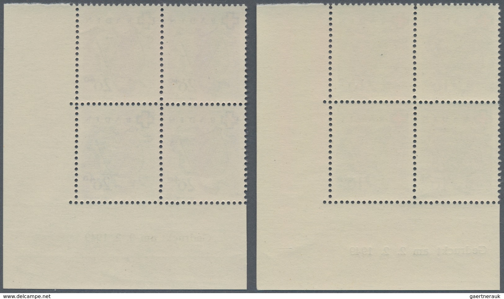 Französische Zone - Baden: 1949, Rotes Kreuz Kompletter Satz Von Vier Werten In Ungefalteten Eckrand - Andere & Zonder Classificatie