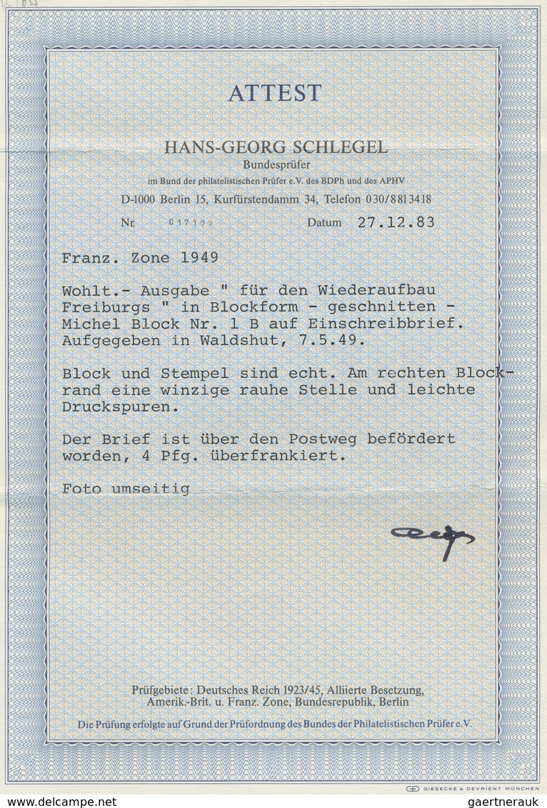 Französische Zone - Baden: 1949, "Wiederaufbau"-Blockpaar, Je Auf überfrank. R-Brief In Guter Erhalt - Other & Unclassified