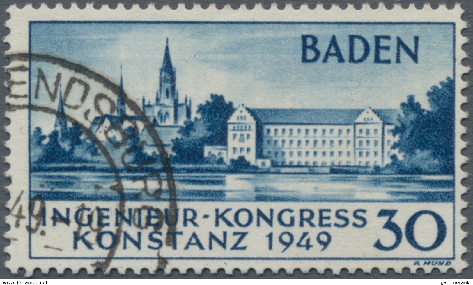 Französische Zone - Baden: 1949, 30 Pfg. Europäischer Ingenieur-Kongress In Konstanz, Entwertet "Ren - Other & Unclassified