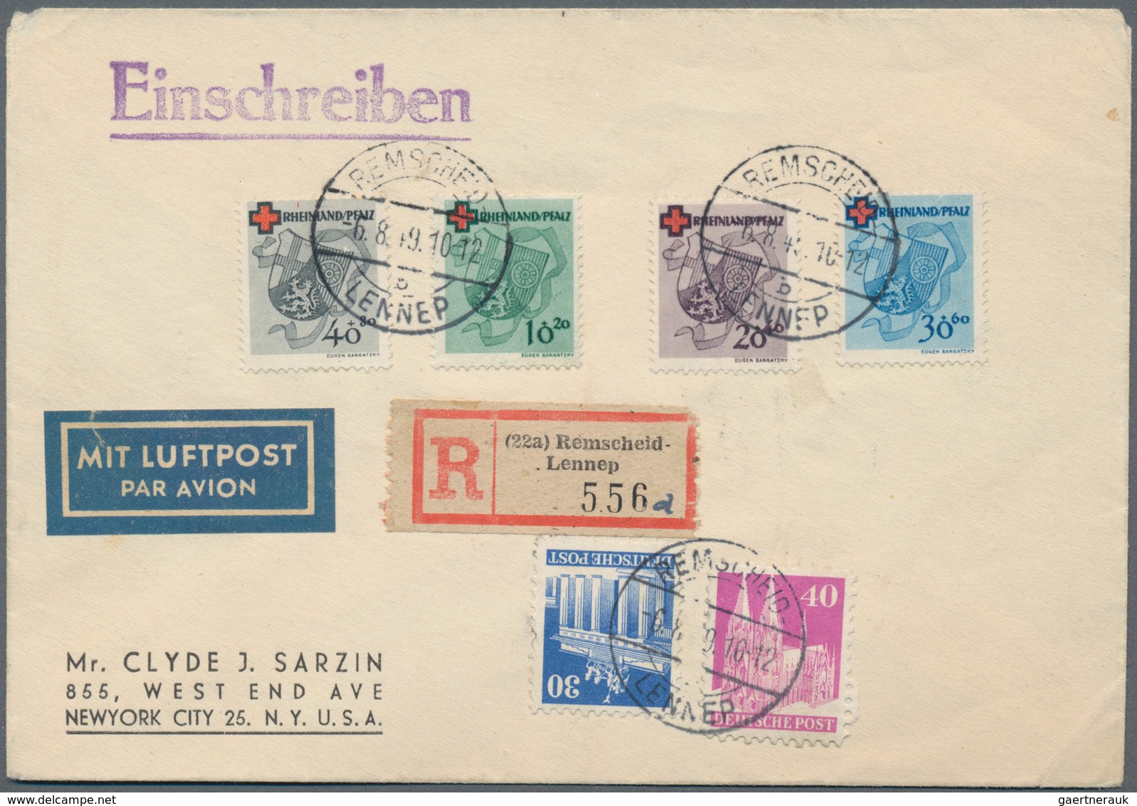 Französische Zone - Rheinland Pfalz: 1949, „Deutsches Rotes Kreuz”, Komplette Serie Und Zusatzfranka - Autres & Non Classés