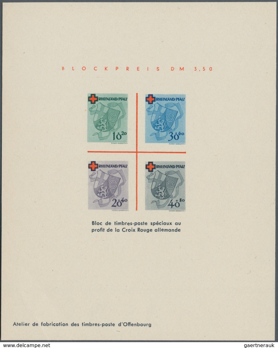 Französische Zone - Rheinland Pfalz: 1949, Wiederaufbau Freiburg Ministerblock Mit Druckvermerk In E - Andere & Zonder Classificatie