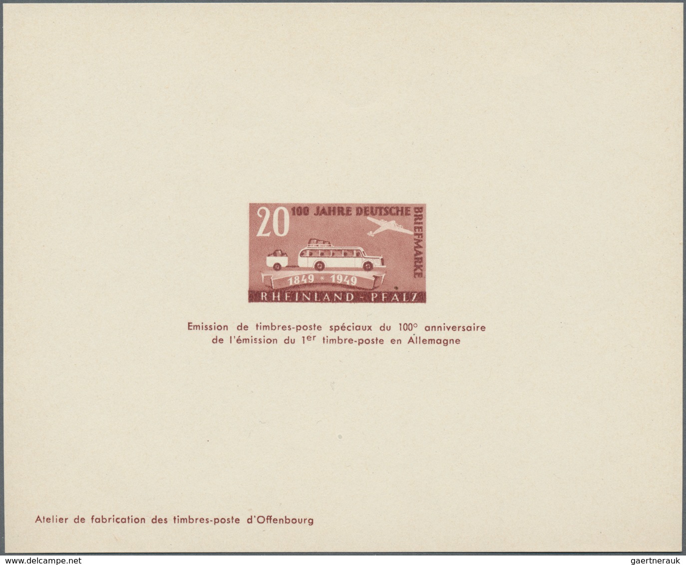 Französische Zone - Rheinland Pfalz: 1949, 10 Pf Und 20 Pf 100 Jahre Deutsche Briefmarken Im Komplet - Andere & Zonder Classificatie