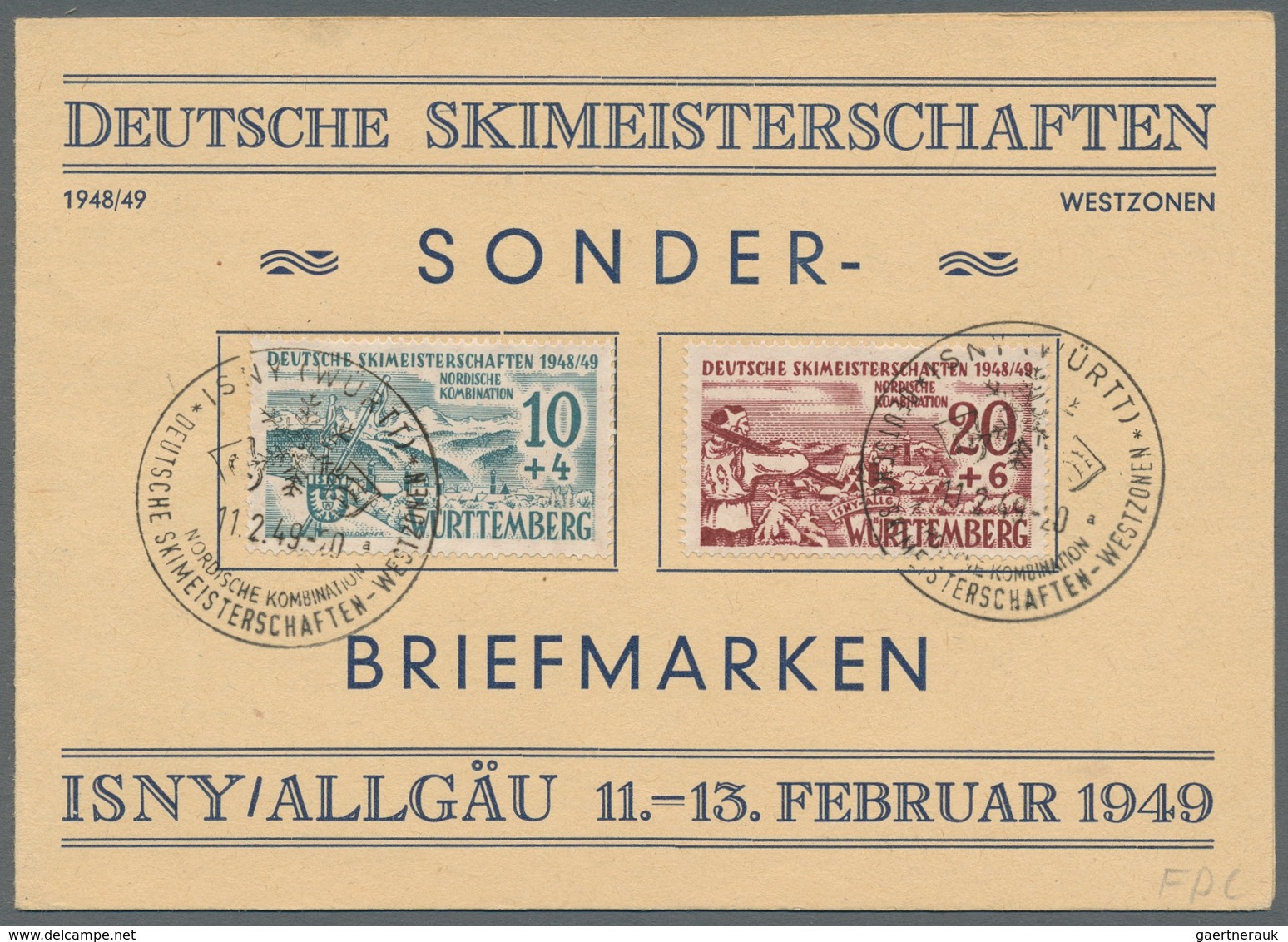 Französische Zone - Württemberg: 1949, "Skimeisterschaft Isny", Insgesamt Vier Komplette Sätze Auf D - Sonstige & Ohne Zuordnung