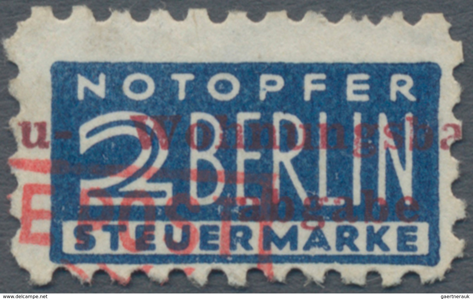 Französische Zone - Württemberg - Wohnungsbau-Abgabe: 1949, Wohnungsbaumarke Mit Rotem Aufdruck In Z - Autres & Non Classés