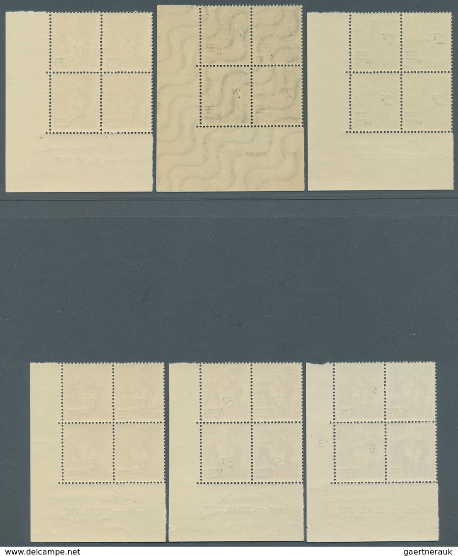 Saarland (1947/56): 1947, Saar II kompletter Satz, 4-Block Bogen rechts unten mit Druckdatum und han