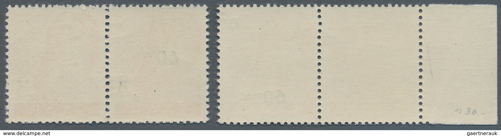 Saarland (1947/56): 1947, Freimarken-Aufdrucke, 60 C. Auf 3 Pfg. Orange, Zwei Waagerechte Paare Je " - Neufs