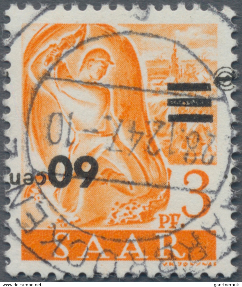 Saarland (1947/56): 1947, Freimarke 60 Cent Auf 3 Pfg. Mit Kopfstehendem Aufdruck, Zentrisch Klar En - Neufs