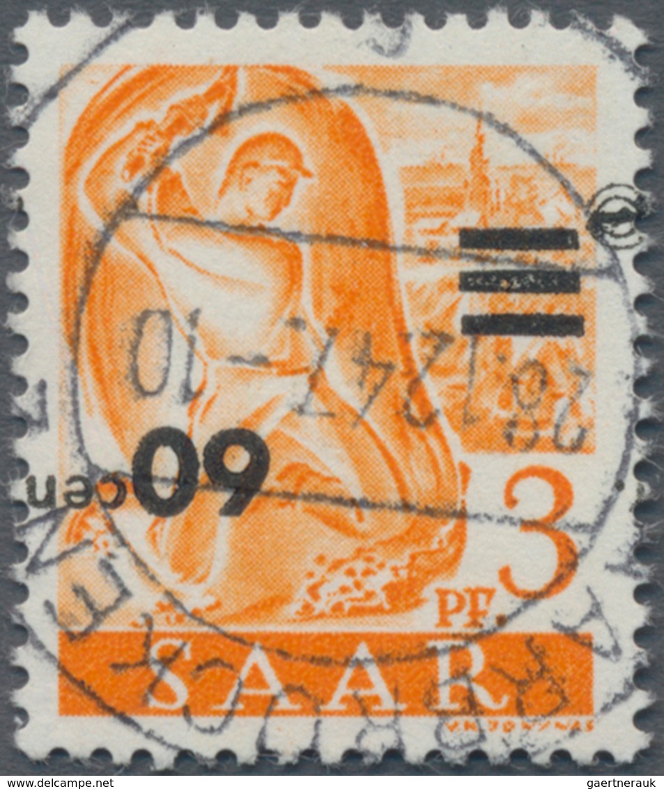 Saarland (1947/56): 1947, Freimarke 60 Cent Auf 3 Pfg. Mit Kopfstehendem Aufdruck, Zentrisch Klar En - Ungebraucht