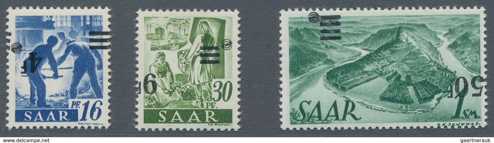 Saarland (1947/56): 1947, "Saar II", zehn postfrische Werte mit Varianten, dabei u.a. Mi. 229 U, 231