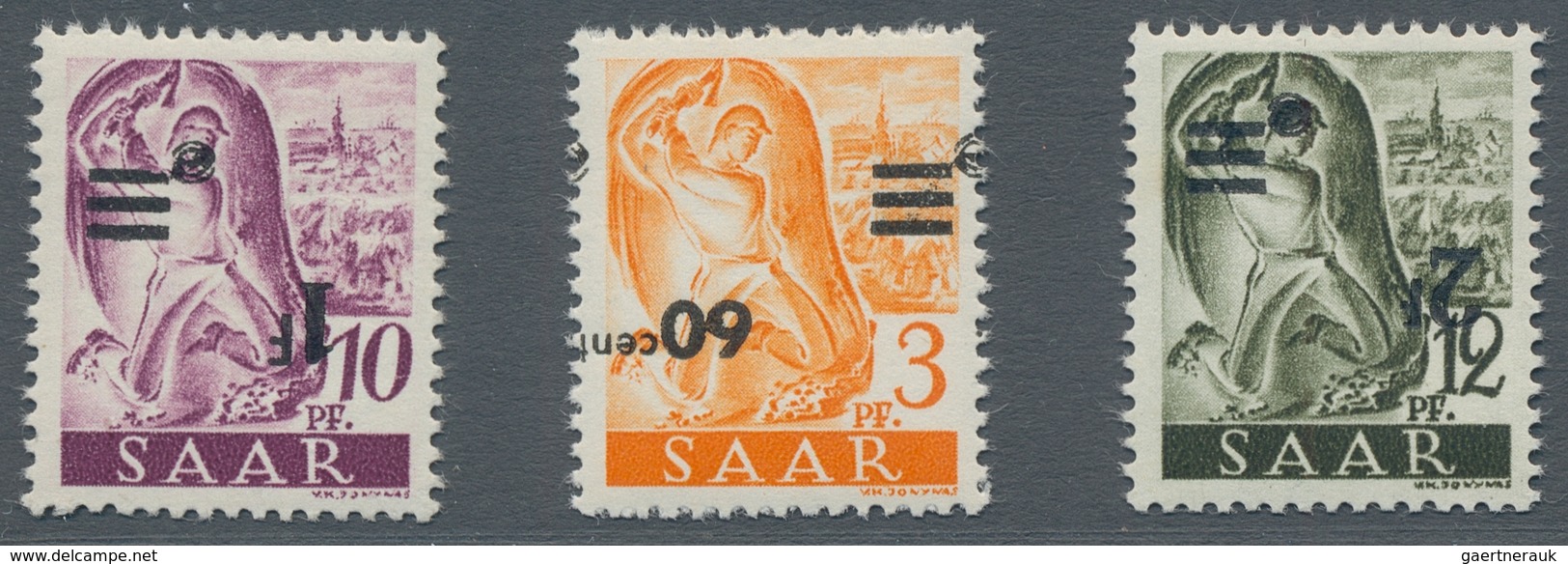 Saarland (1947/56): 1947, "Saar II", zehn postfrische Werte mit Varianten, dabei u.a. Mi. 229 U, 231