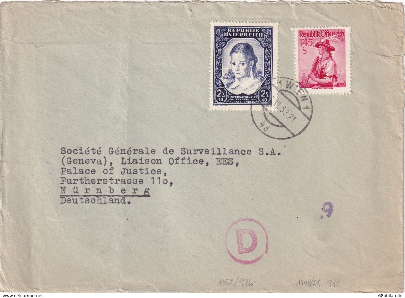 AUTRICHE 1953 LETTRE DE WIEN - Storia Postale
