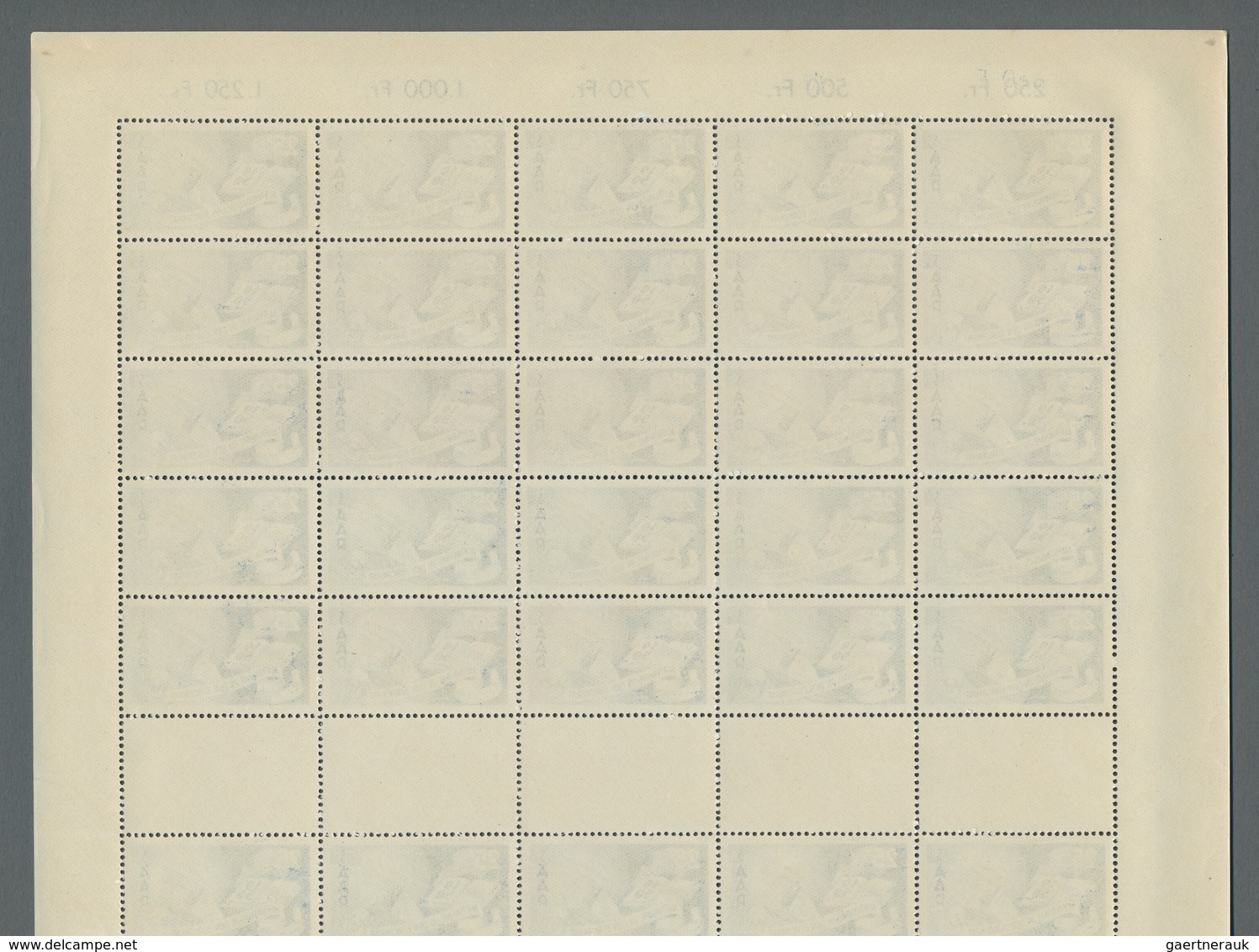 Saarland (1947/56): 1950, "Europarat", kompletter postfrischer Bogensatz mit Druckdaten, Zwischenste