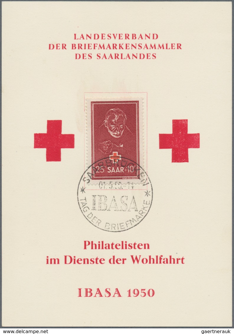 Saarland (1947/56): 1950, 8+2 Fr Bis 50+20 Fr Kpl. Volkshilfe A. R-Bf. Aus Saarbrücken + 2x 25+10 Fr - Neufs