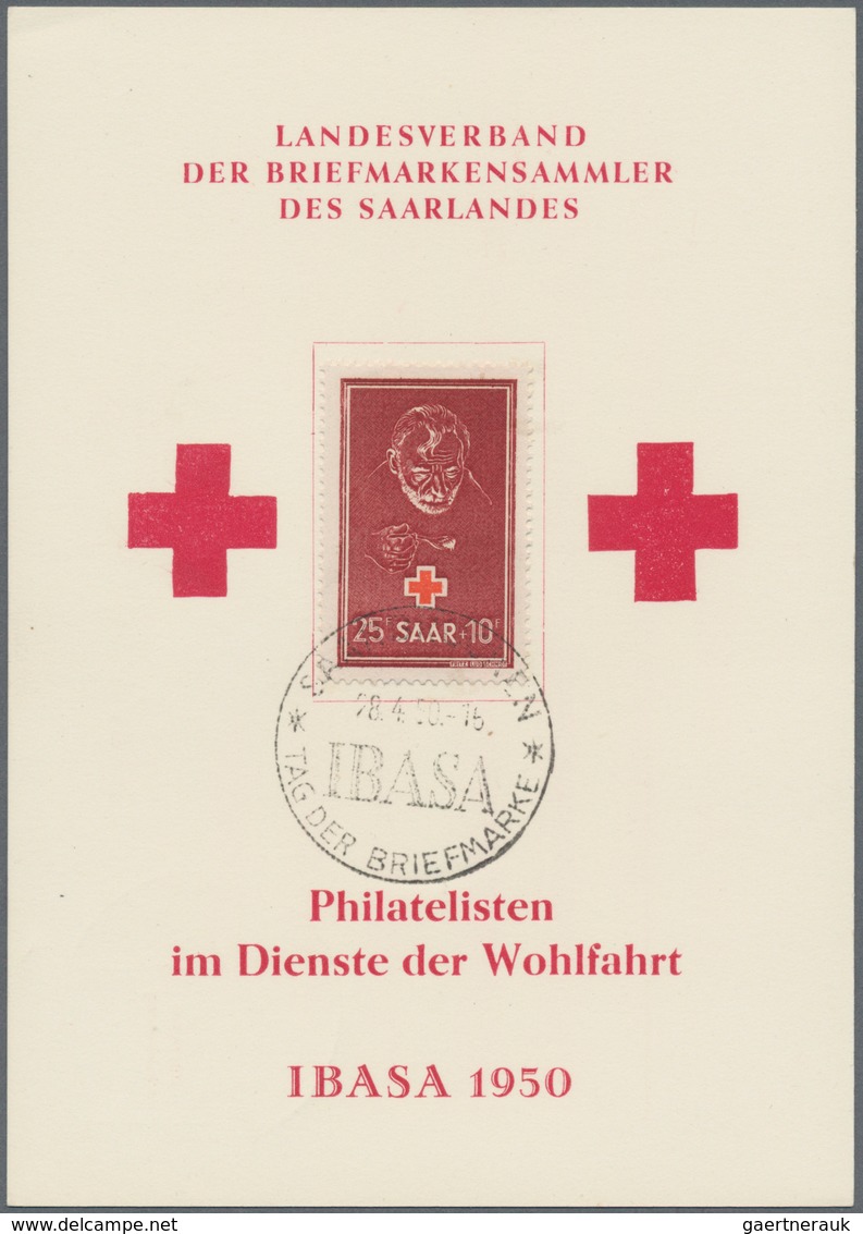 Saarland (1947/56): 1950, 8+2 Fr Bis 50+20 Fr Kpl. Volkshilfe A. R-Bf. Aus Saarbrücken + 2x 25+10 Fr - Neufs