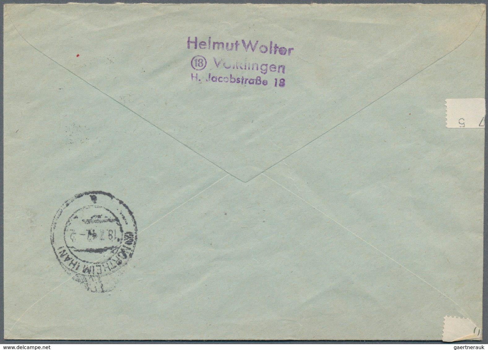 Saarland (1947/56): 1947, 75 Pfg. Dunkelultramarin Mit Wasserzeichen 1 X Auf überfrankiertem R-Brief - Unused Stamps