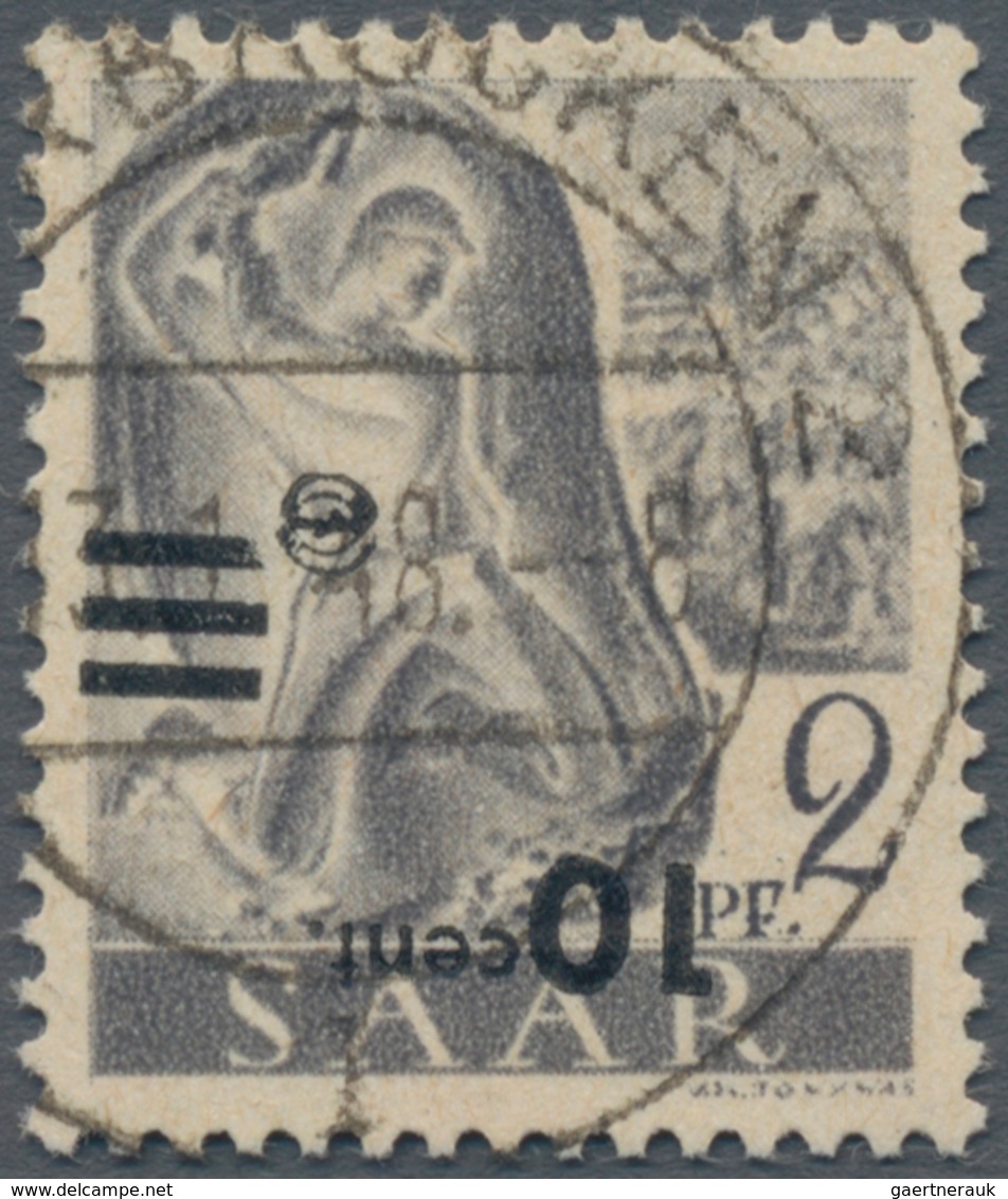 Saarland (1947/56): 1947, Freimarke 10 Cent Auf 2 Pfg. Mit Kopfstehendem Aufdruck Auf Der Urdruckmar - Ungebraucht