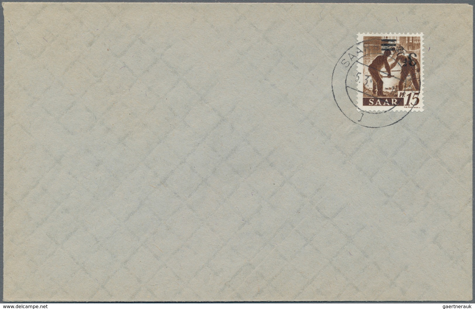 Saarland (1947/56): 1947, Freimarke 3 F Auf 15 Pfg. Mit Kopfstehendem Aufdruck Auf Blanko-Brief, Fot - Unused Stamps