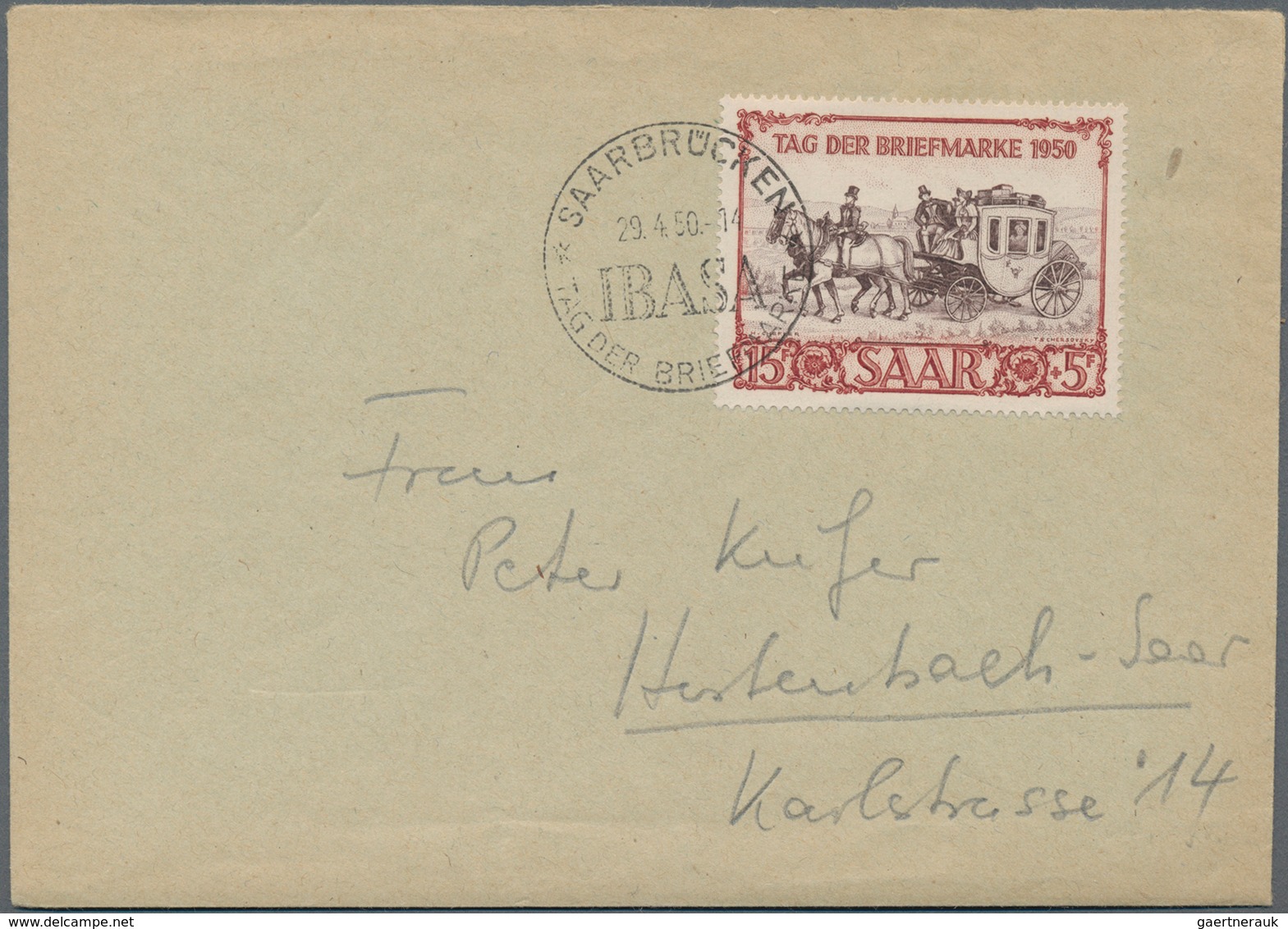 Saarland (1947/56): 1950, 15+5 Fr Kolping U. 15+5 Fr IBASA MiF Auf R-Brief + 15+5 Fr IBASA U. RK A. - Unused Stamps