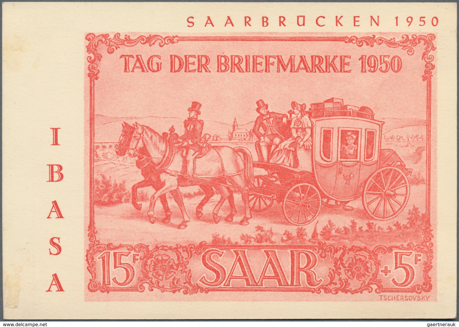 Saarland (1947/56): 1950, 15+5 Fr IBASA Aus Der Linken Unteren Bogenecke Mit Bogen-Nr. "74766" Und R - Ungebraucht