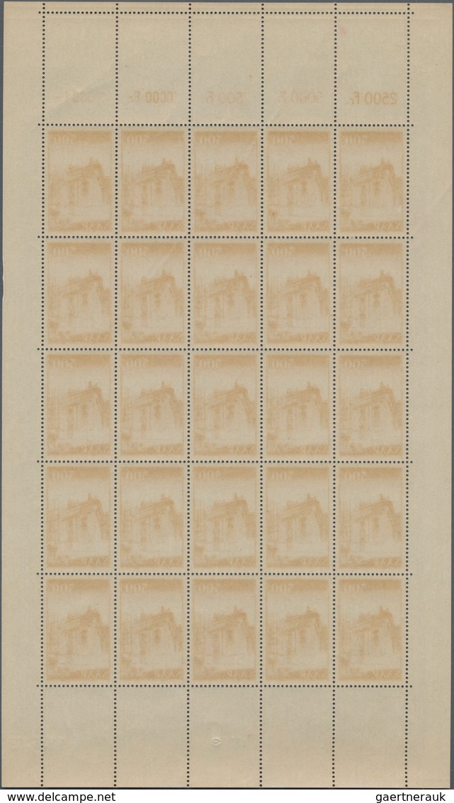 Saarland (1947/56): 1953, 500 Fr Ludwigskirche Im Postfrischen Originalbogen Mit Bogen-Nr. Und Druck - Unused Stamps