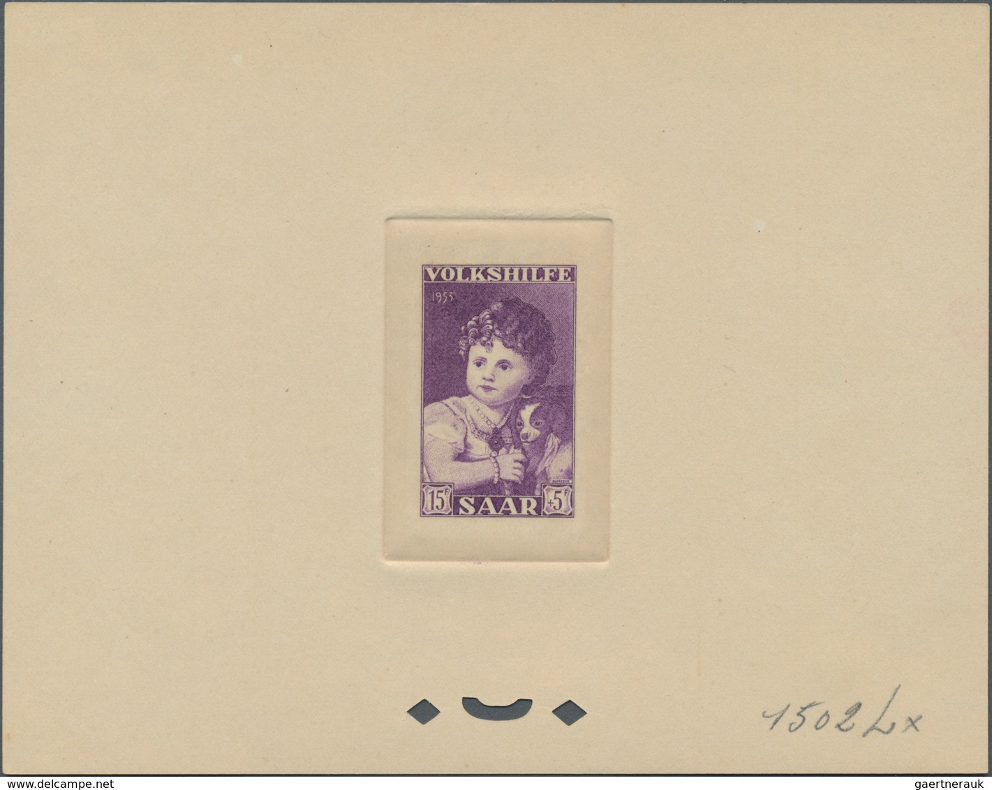 Saarland (1947/56): 1952, Volkshilfe 1953 Auf 3 Vorlagekartons In Grün, Schiefer Und Violett Im Form - Unused Stamps