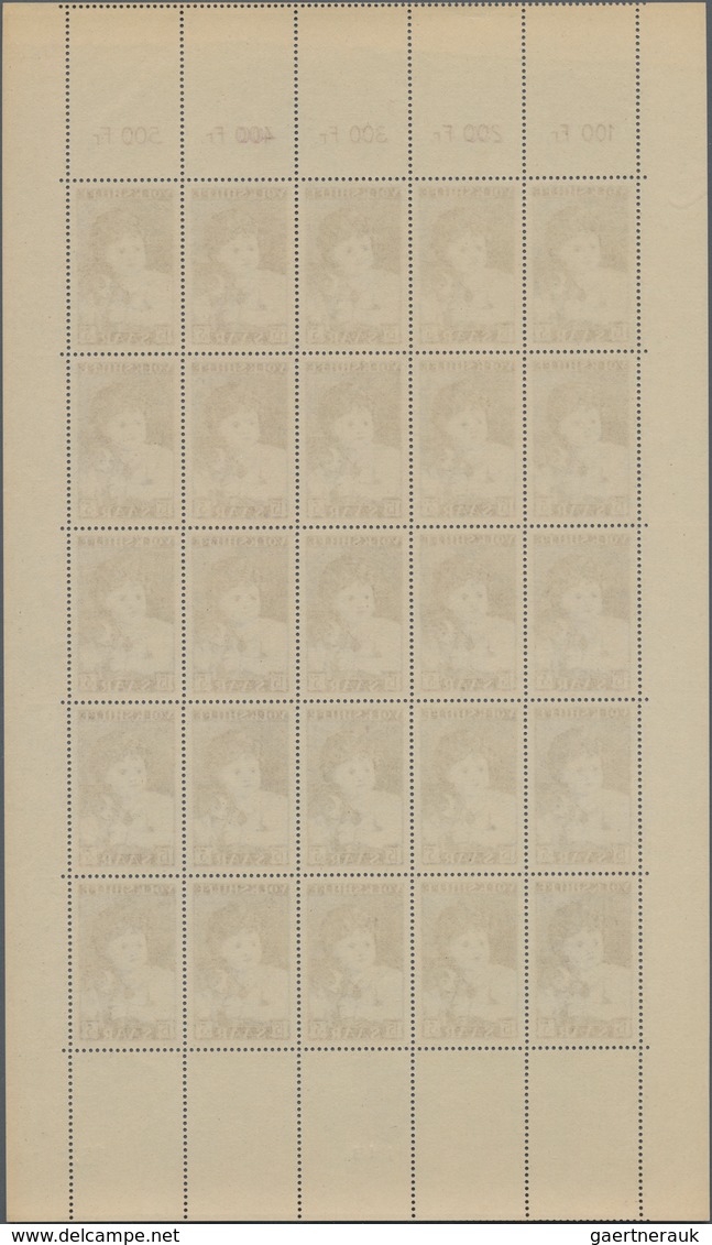 Saarland (1947/56): 1953, Volkshilfe Kpl. BOGENSATZ Mit Je 25 Stück Incl. Bogen-Nummern Und Druckdat - Unused Stamps