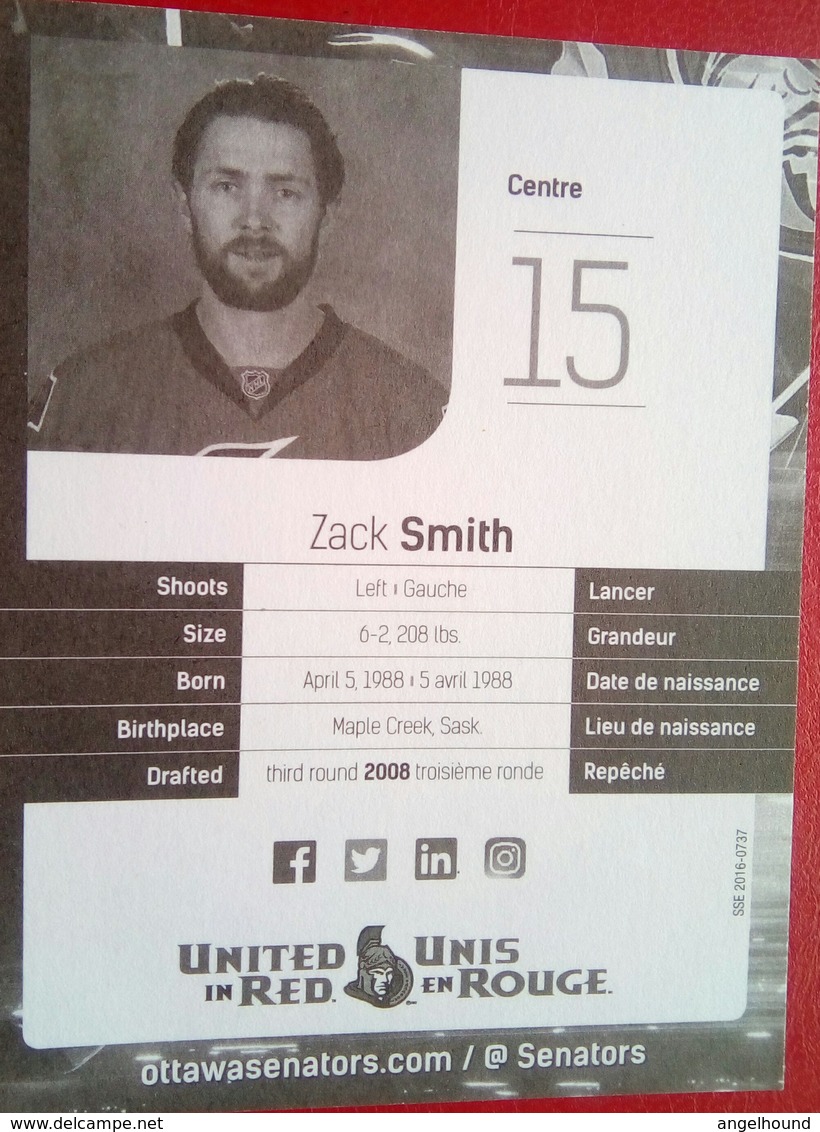 Ottawa Senators Zack Smith - 2000-Nu