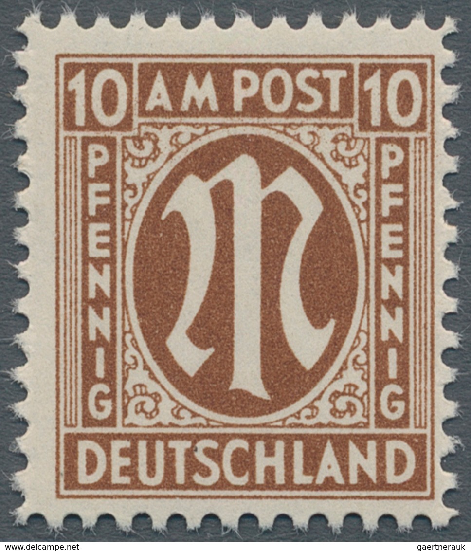 Bizone: 1945, AM-Post 10 Pfg. Deutscher Druck Orangebraun Und Dort In Der Sehr Seltenen Zähnung 11½! - Altri & Non Classificati