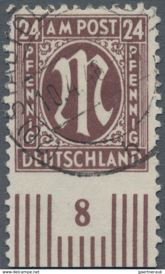 Bizone: 1945, Deutscher Druck 24 Pf., Unten UNGEZÄHNTES Unterrandstück Von Feld 98, Fast Zentrisch E - Andere & Zonder Classificatie