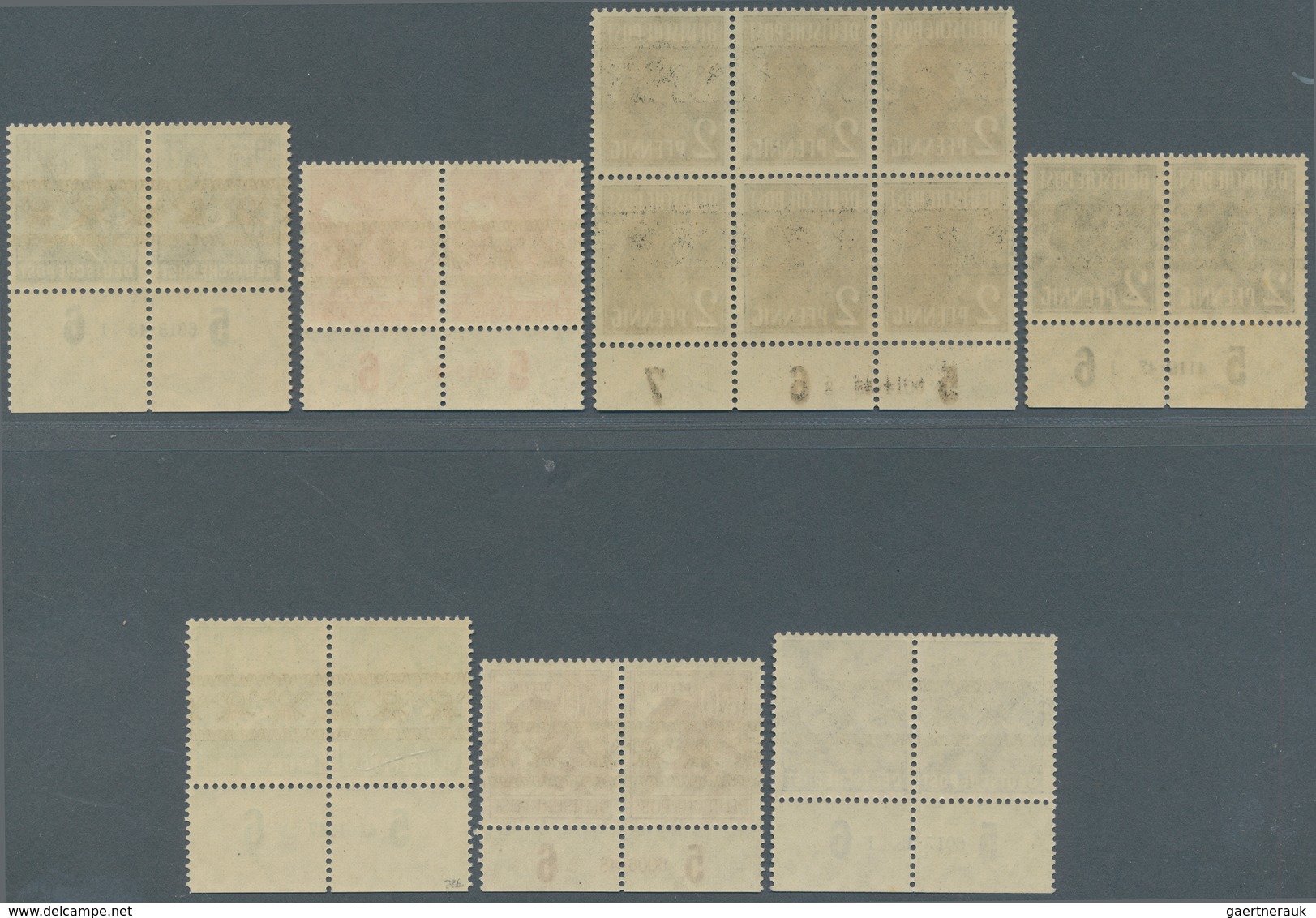 Bizone: 1948, Freimarken Arbeiterserie Mit Bandaufdruck, 7 Einheiten Vom Bogenunterrand Mit Verschie - Autres & Non Classés