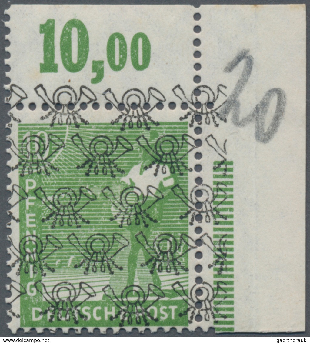 Bizone: 1948, 10 Pf Netzaufdruck Aus Der Rechten Oberen Bogenecke Durchgezähnt, Postfrisch, Mi 400.- - Autres & Non Classés