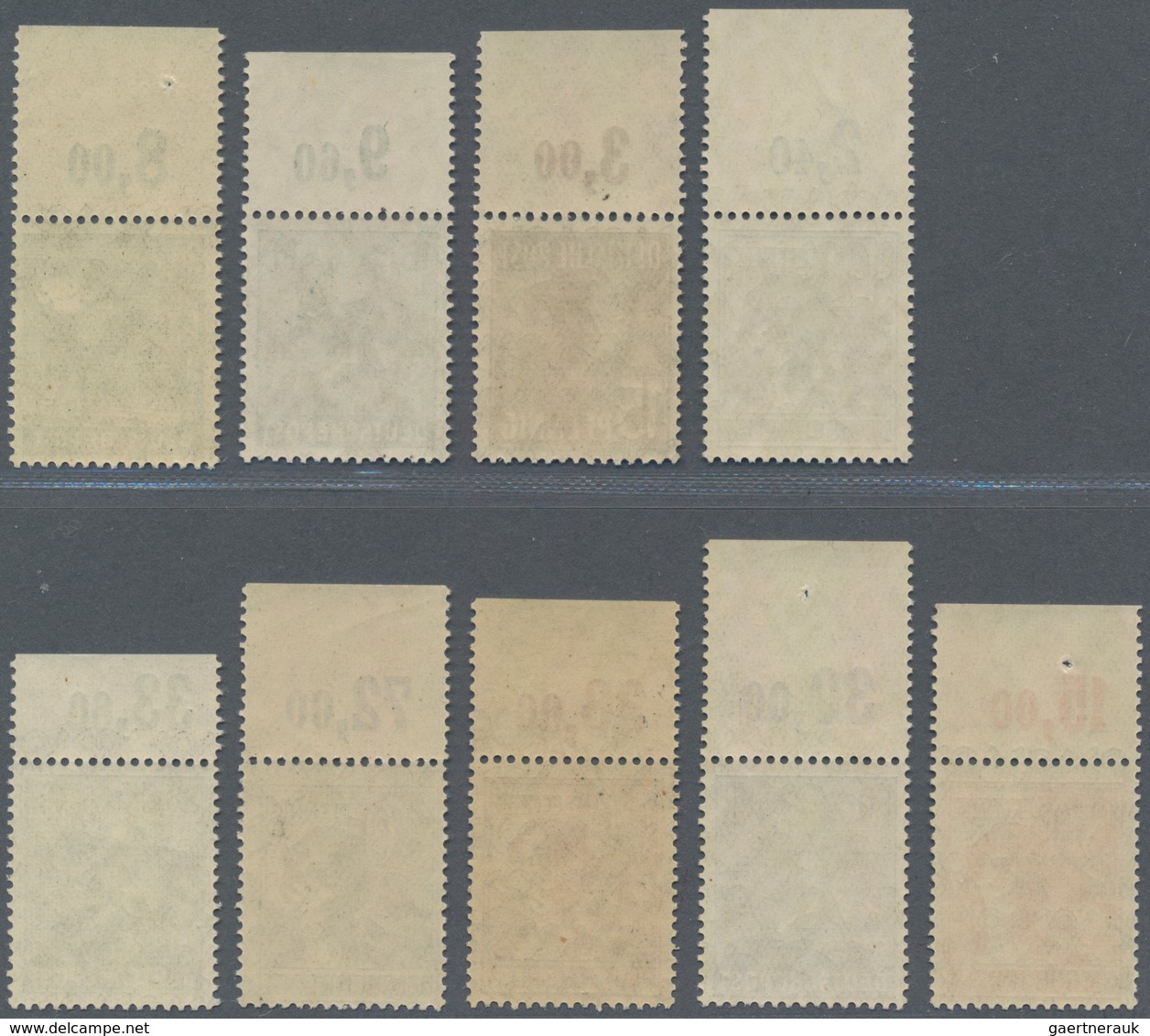 Bizone: 1948, 12 Bis 84 Pf Netzaufdruck Vom Oberrand Durchgezähnt, 9 Werte Ohne 40 Pf, Postfrisch, M - Andere & Zonder Classificatie